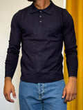 POLO Maniche Lunghe Slim Fit BLU