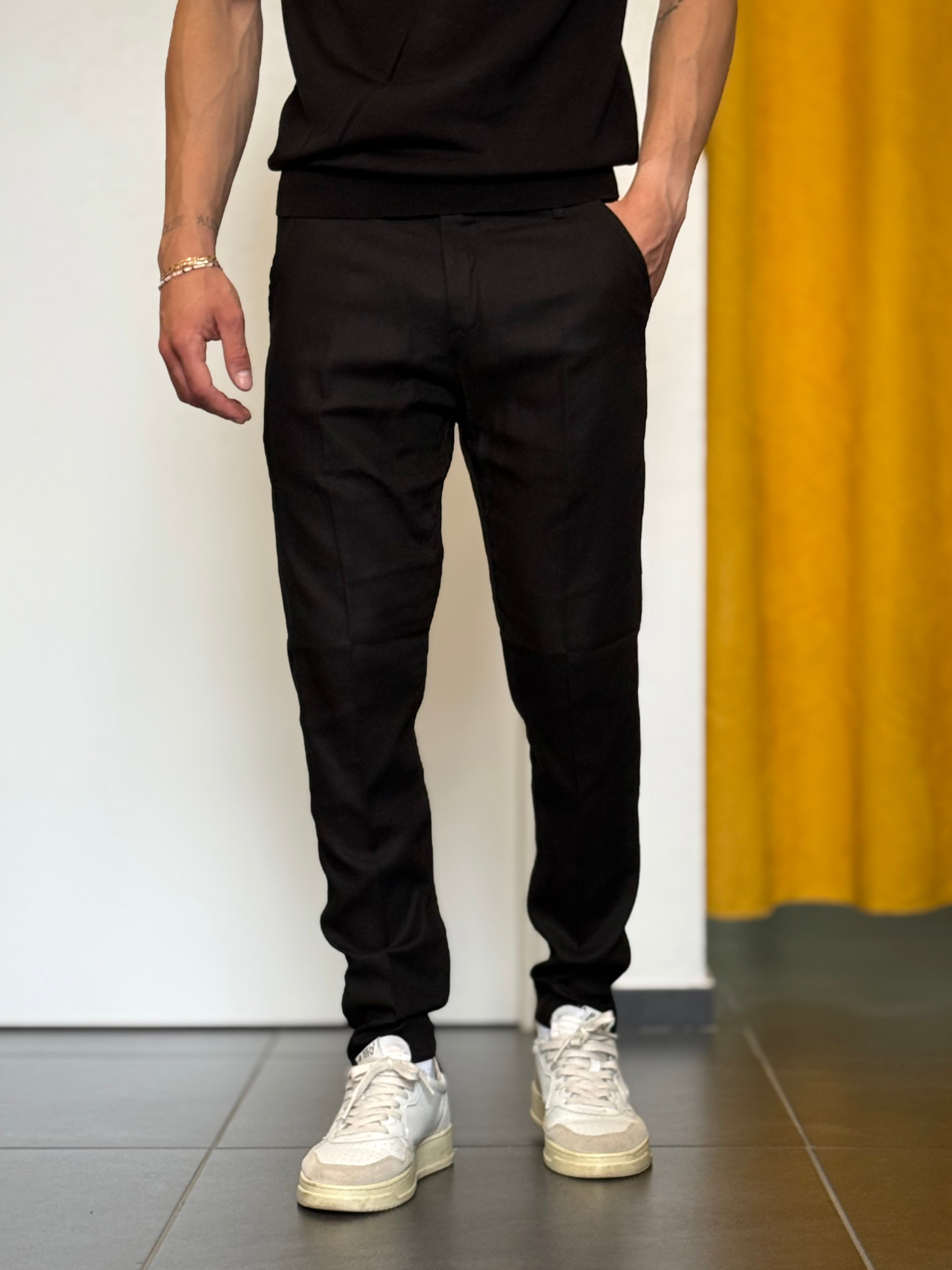 PANTALONE Lino Slim NERO