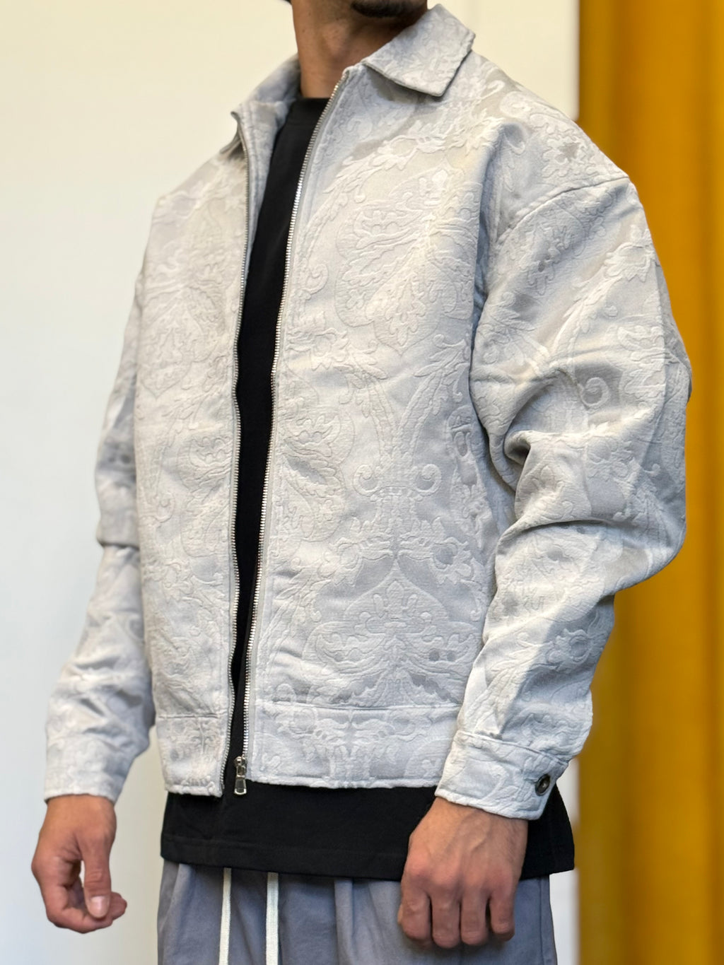GIACCA Fantasia Damascato GRIGIO CHIARO