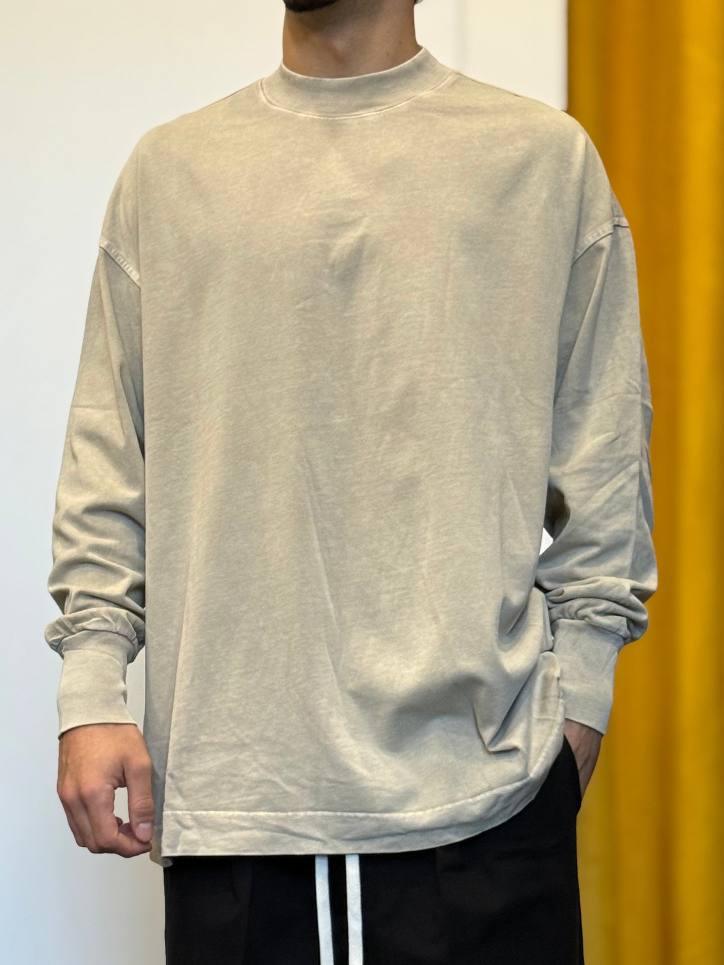 T-SHIRT PREMIUM Maniche Lunghe Slavato BEIGE