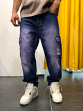 DENIM CARGO Tasca Laterale BLU/LILLA