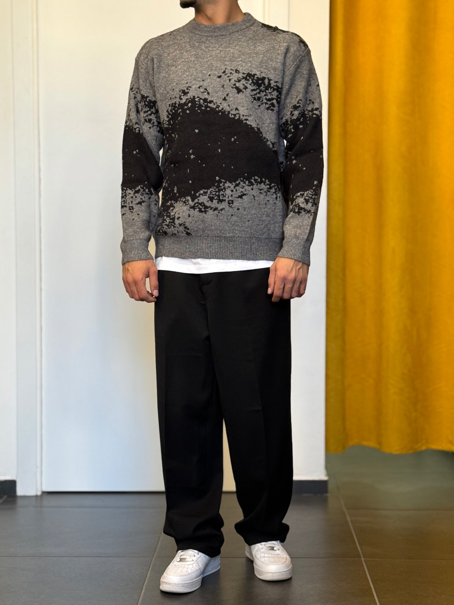 MAGLIONE Fantasia GRIGIO/NERO