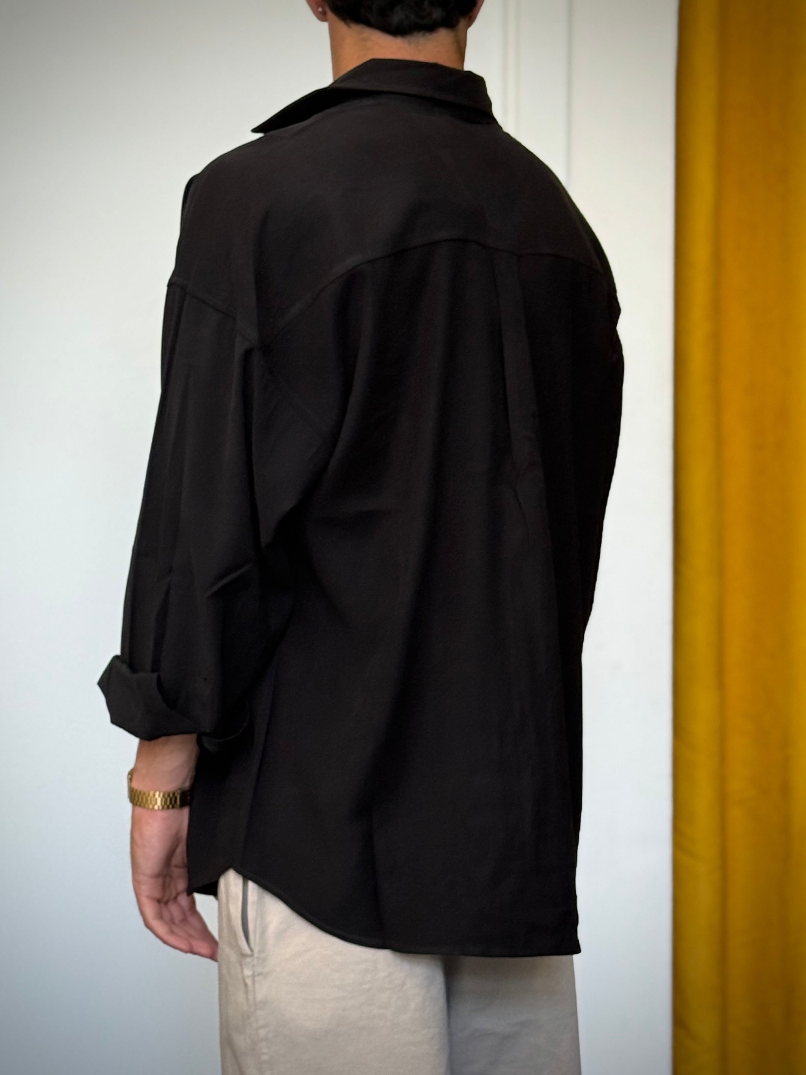 CAMICIA IN VISCOSA Oversize NERO