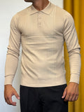 POLO RIGHE Maniche Lunghe Slim Fit BEIGE