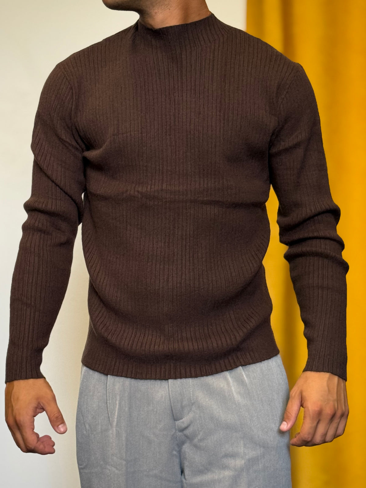 MAGLIONCINO Slim Fit MARRONE