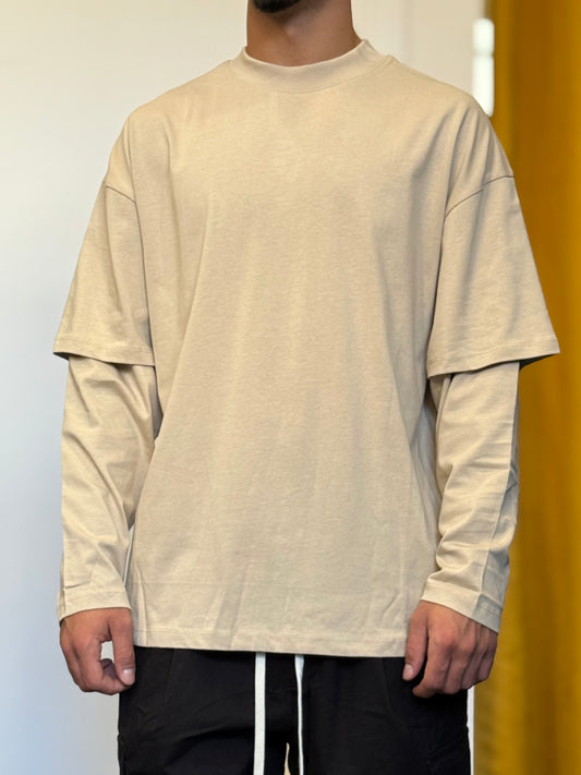 T-SHIRT Double Maniche Lunghe BEIGE