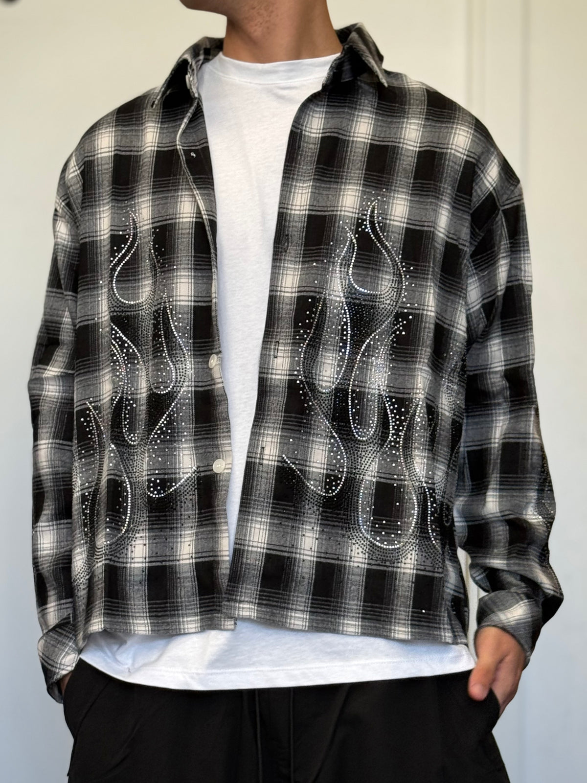 CAMICIA A Quadri FLAME NERO