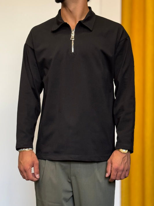 POLO ZIP Regular NERO
