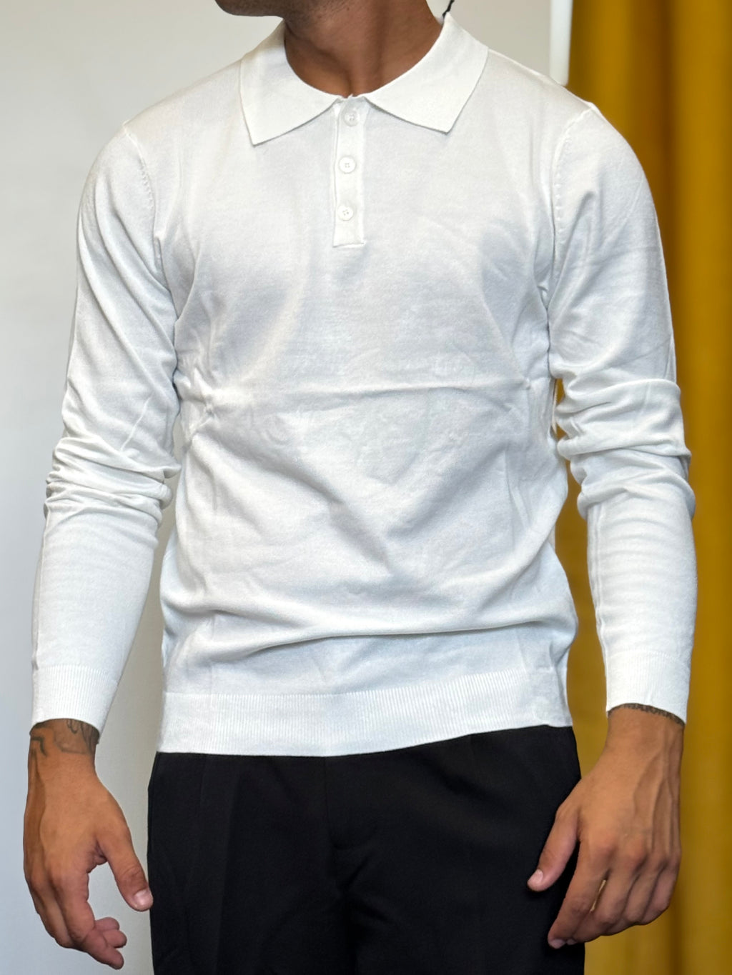 POLO Maniche Lunghe Slim Fit BIANCO