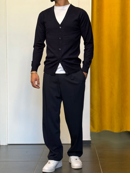 CARDIGAN In Filo BLU NOTTE