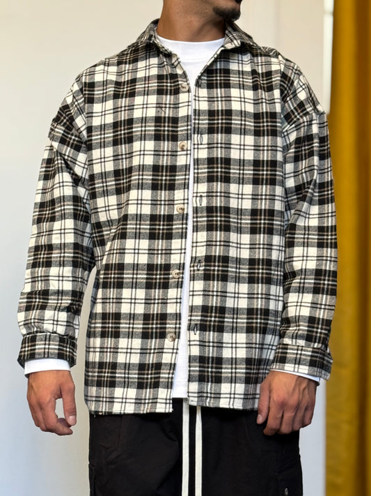 CAMICIA Oversize QUADRI BIANCO/NERO