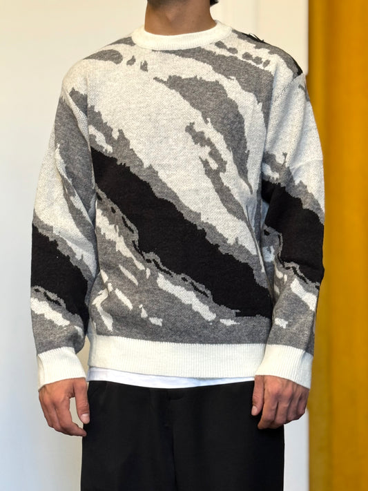 MAGLIONE Fantasia BIANCO/GRIGIO/NERO