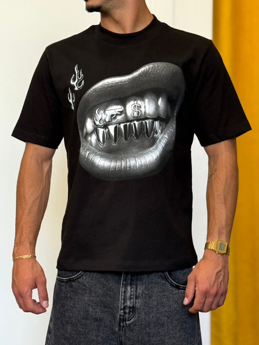 T-SHIRT OVER Dollar Mouth - Nero