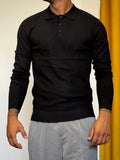 POLO RIGHE Maniche Lunghe Slim Fit NERO