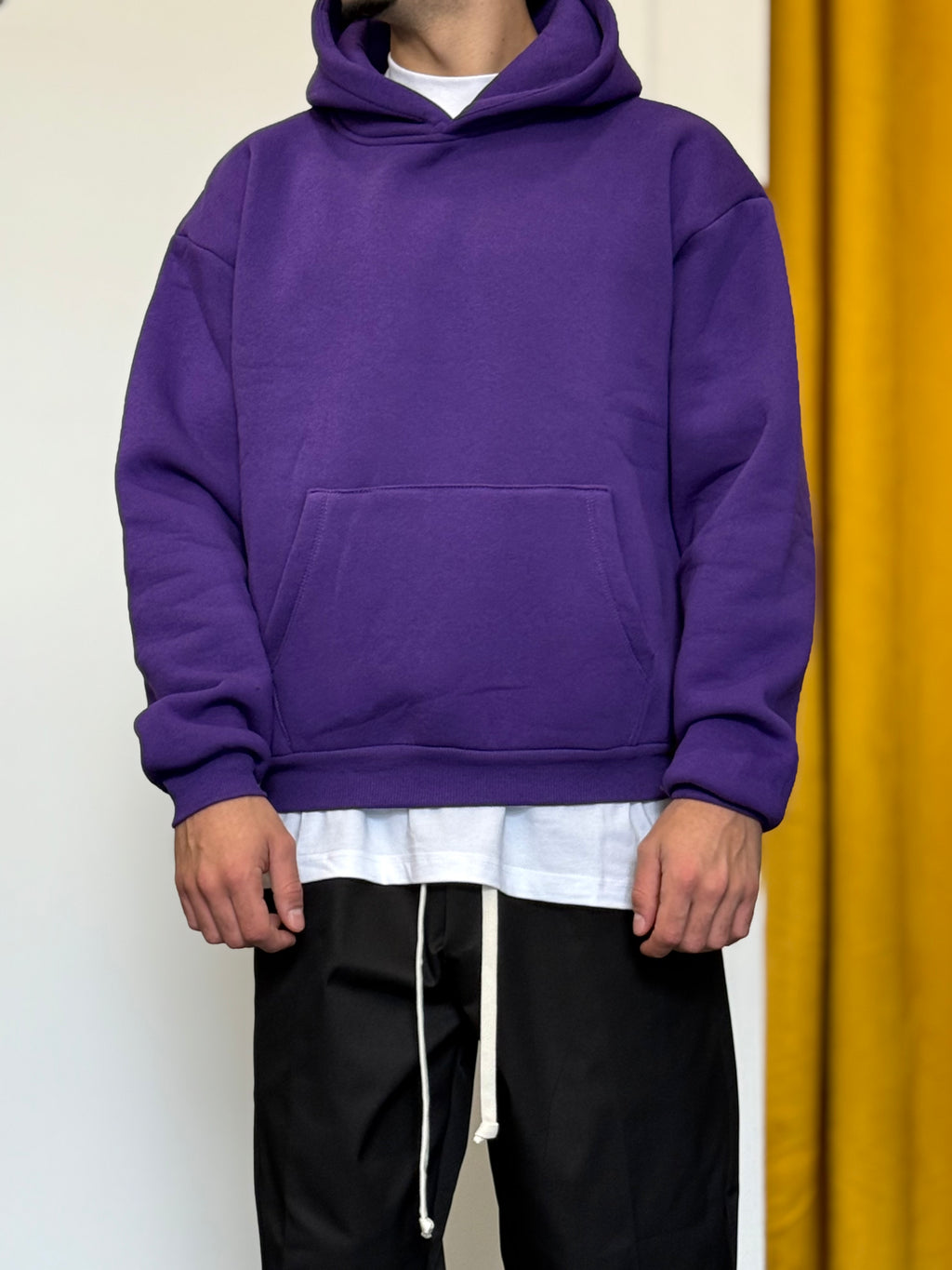 FELPA Con Cappuccio Cotone Felpato VIOLA