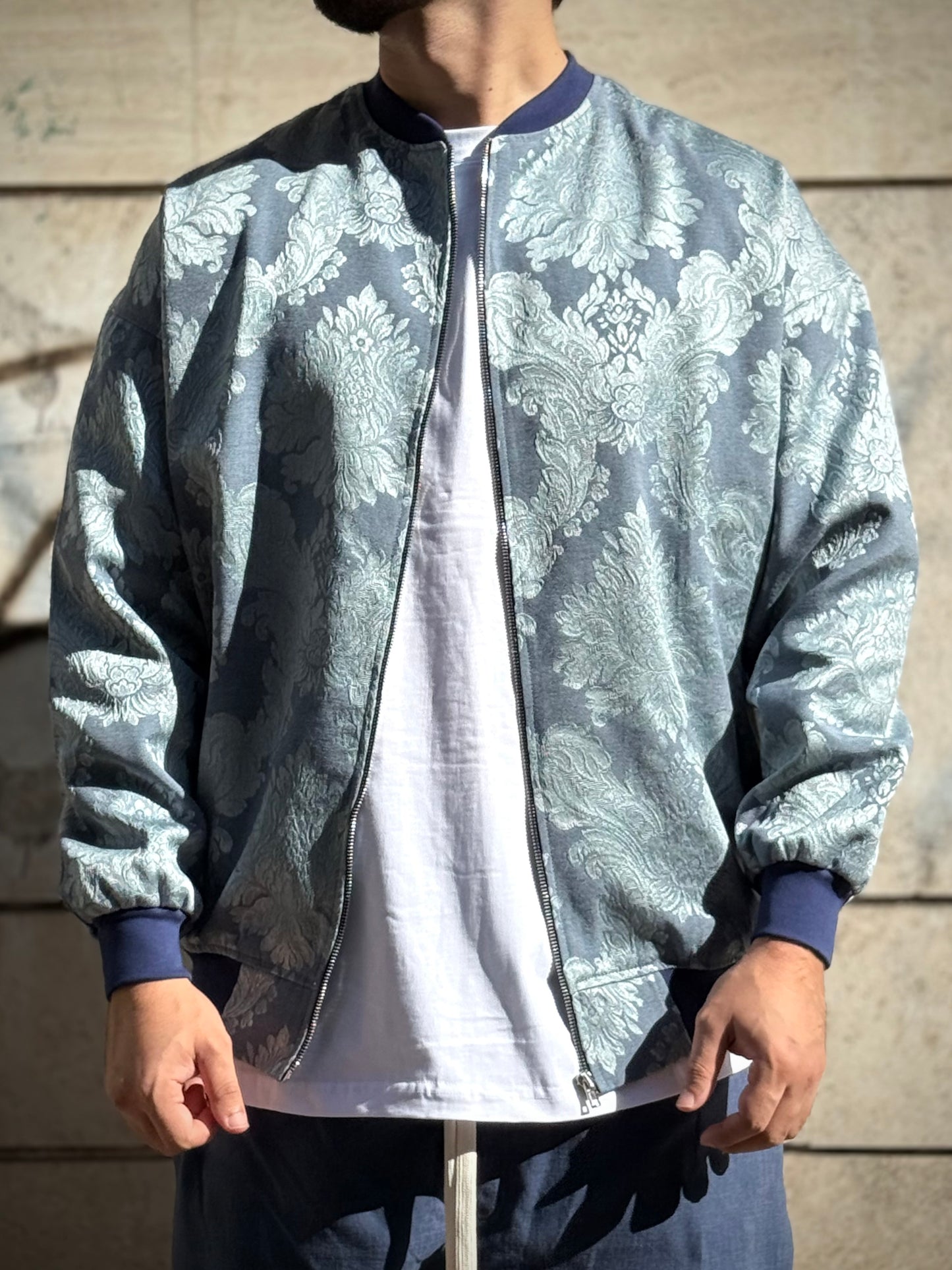 Sartoriale - GIACCA Damascato Azzurro/Blu Vestibilità Oversize