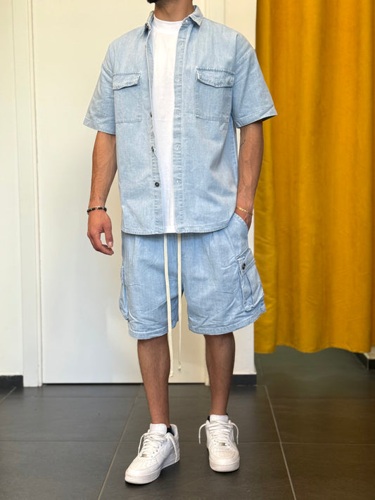 COMPLETO CARGO Tasca Laterale Denim Blu Chiaro