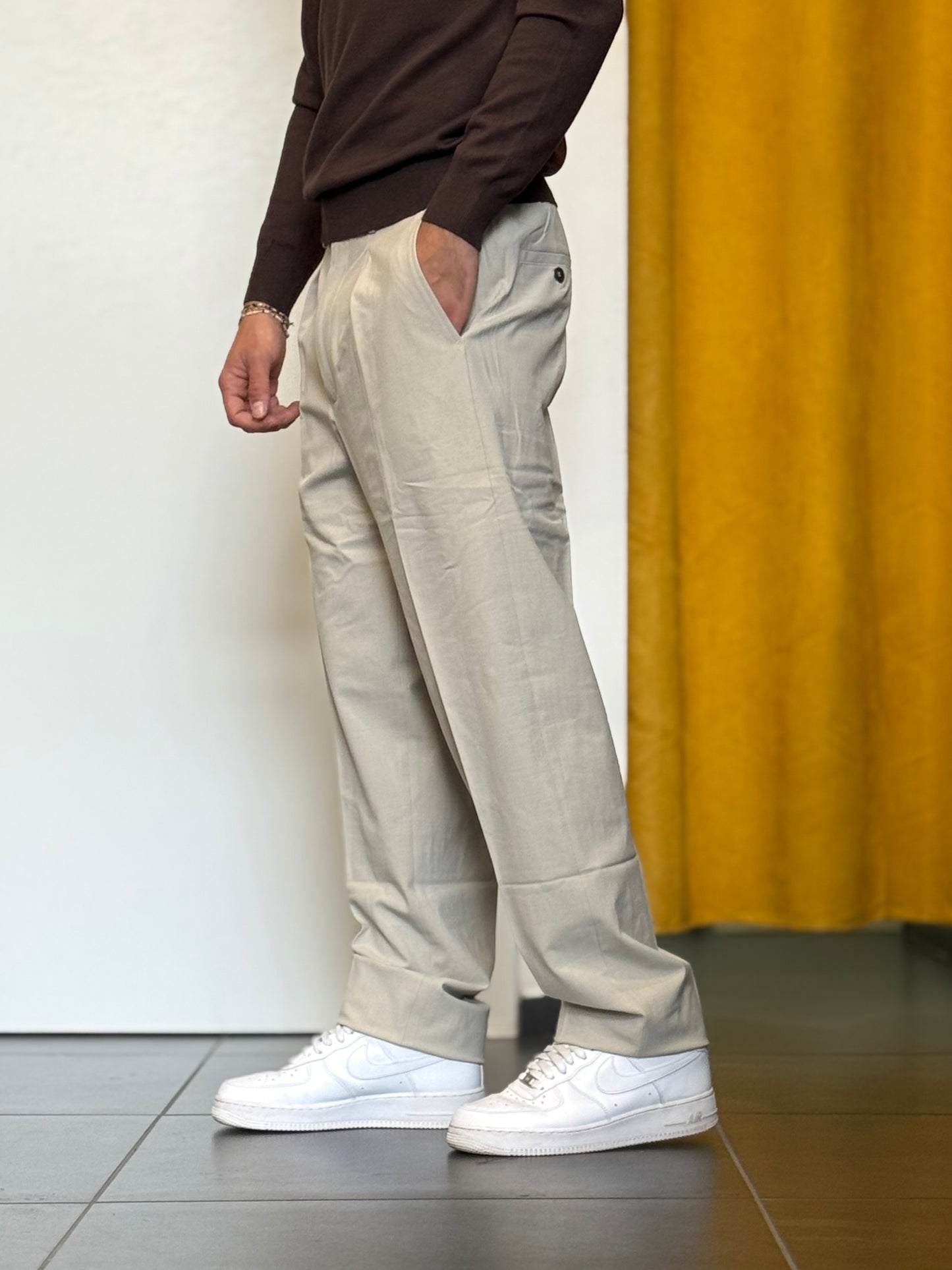 PANTALONE Elegante Semi-Over BEIGE