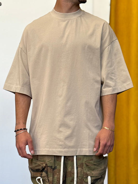 T-SHIRT OVERSIZE Colletto BEIGE
