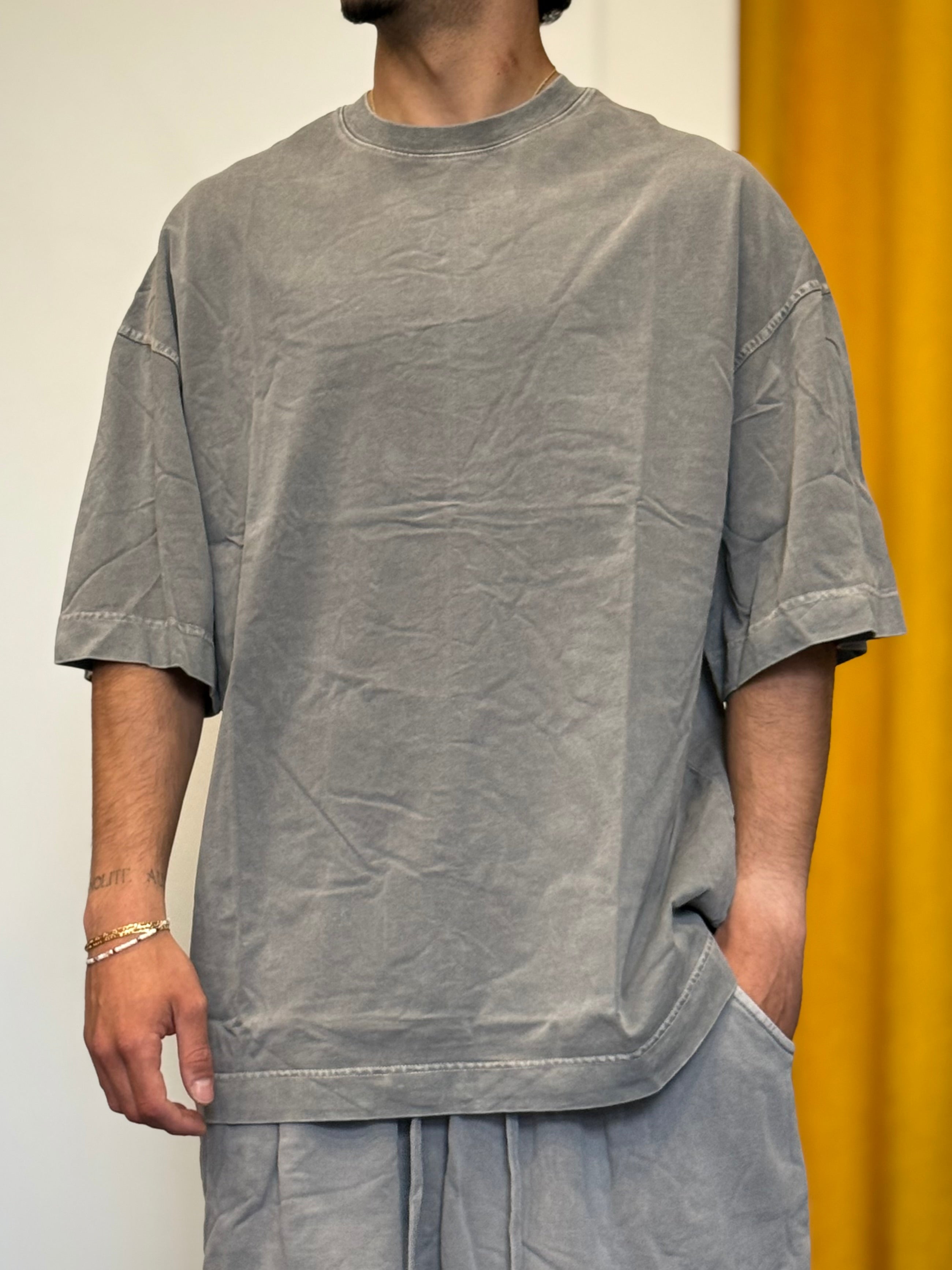 COORDINATO Cotone Slavato Oversize GRIGIO CHIARO