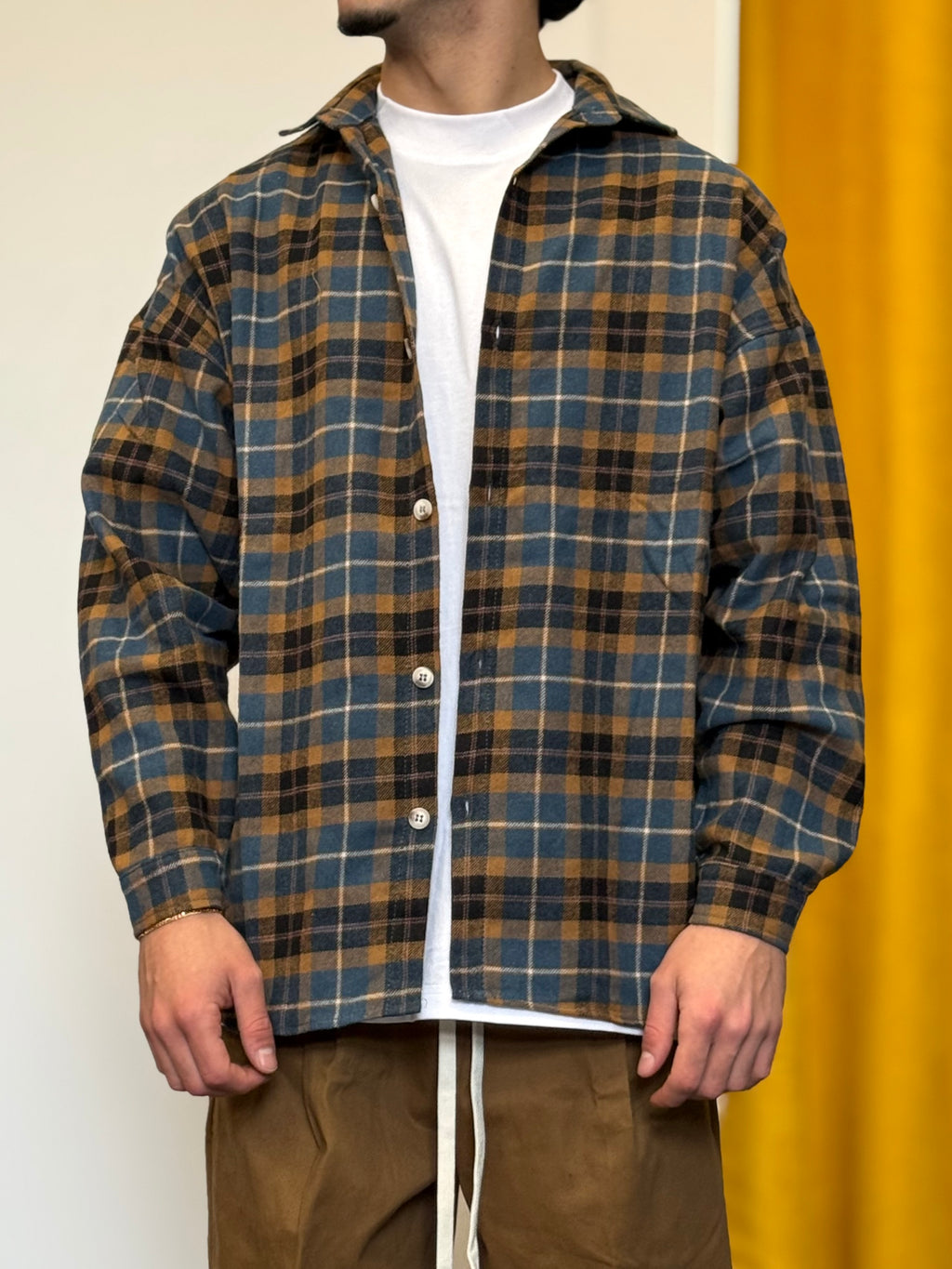 CAMICIA A Quadri NERO/PETROLIO/CAMMELLO