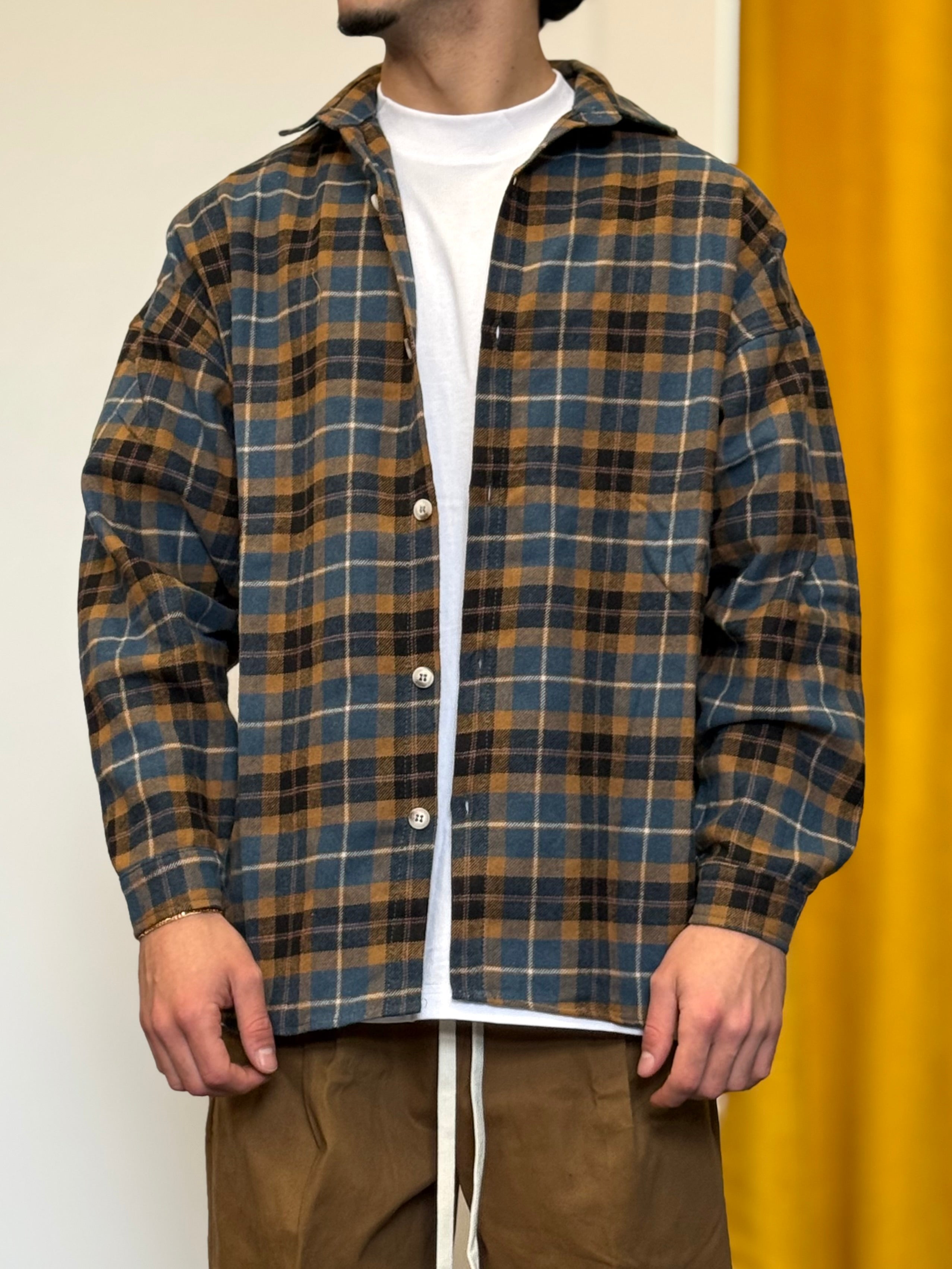 CAMICIA A Quadri NERO/PETROLIO/CAMMELLO