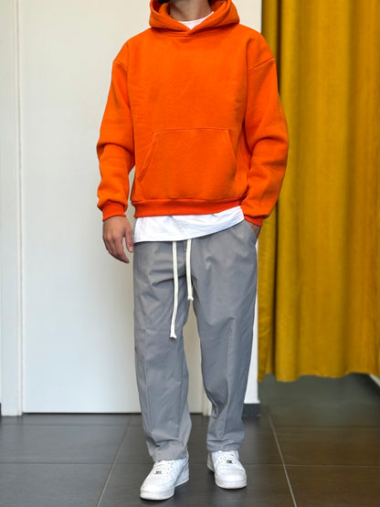 FELPA Con Cappuccio Cotone Felpato ARANCIONE
