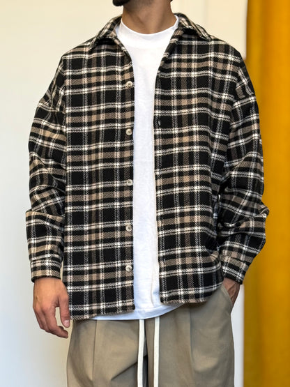 CAMICIA A Quadri NERO/BEIGE