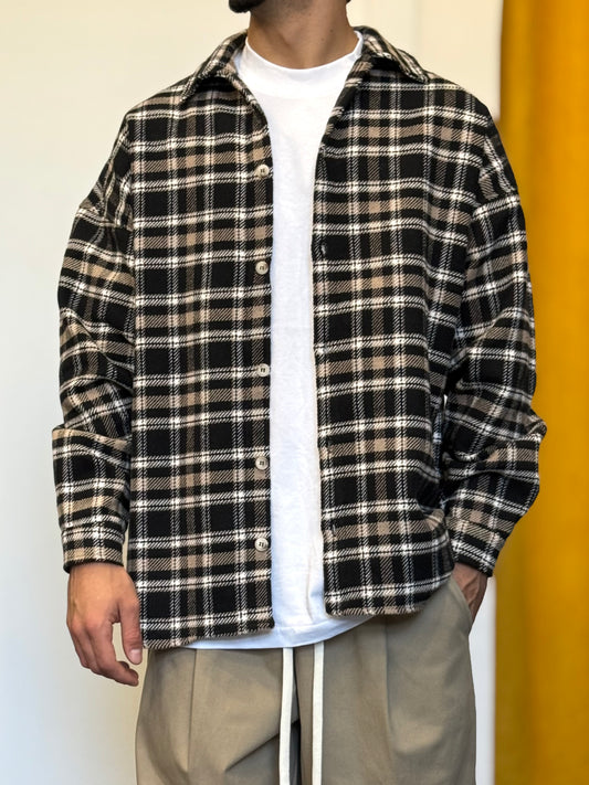 CAMICIA A Quadri NERO/BEIGE