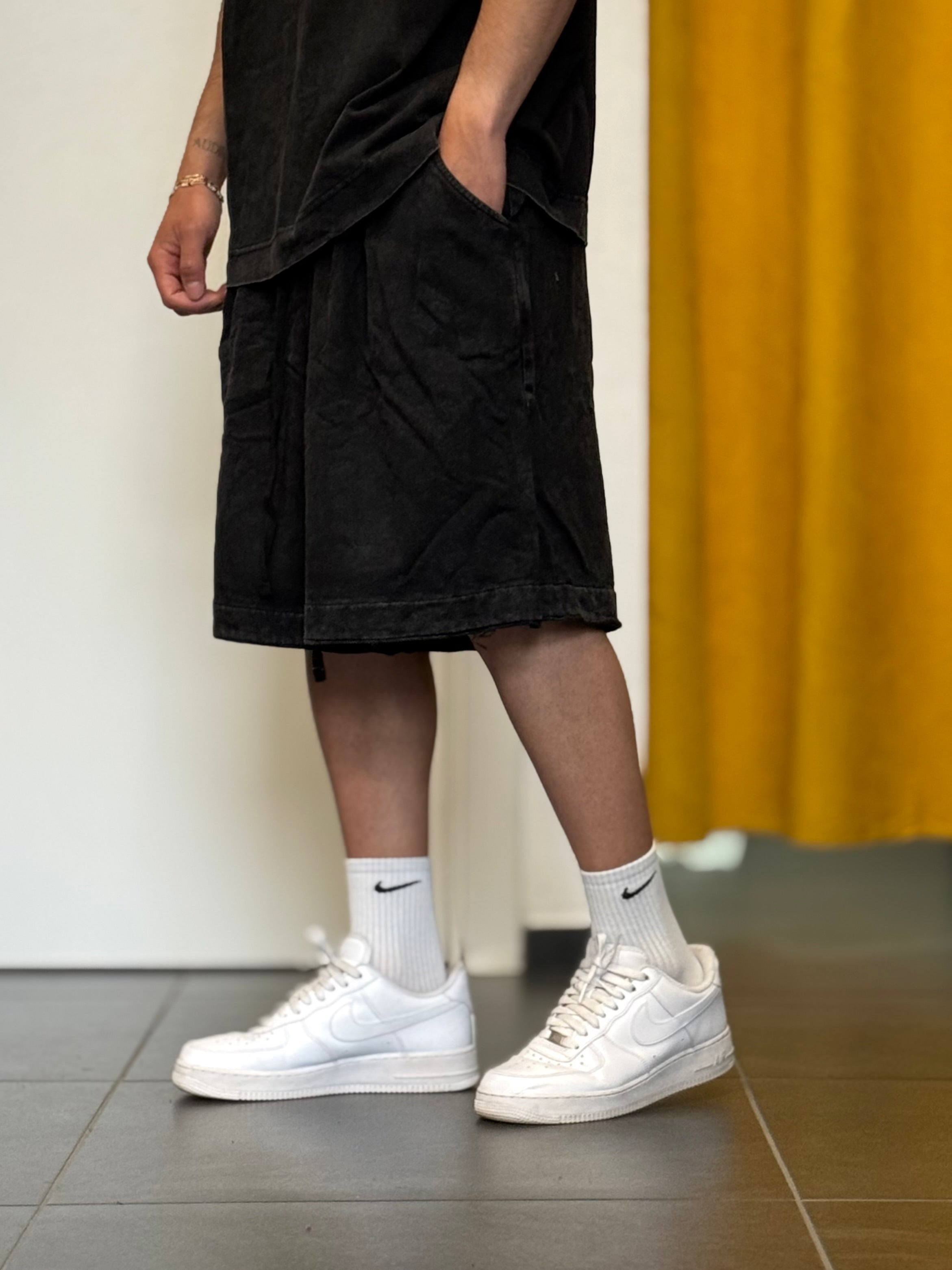 COORDINATO Cotone Slavato Oversize NERO