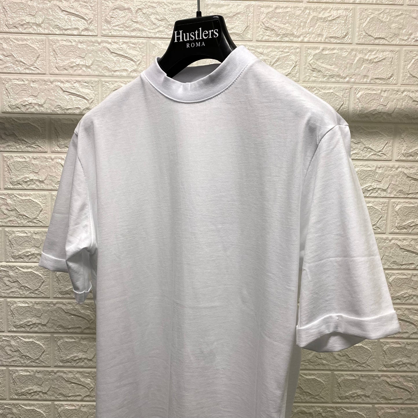 T-SHIRT Basic Colletto Alto Bianca