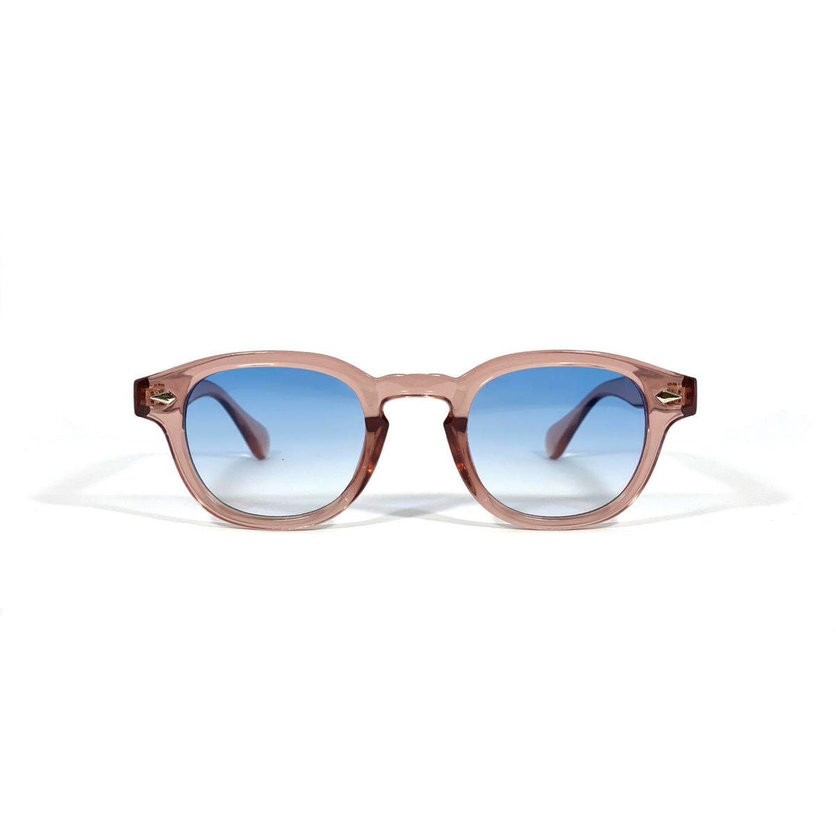 Occhiali Da Sole Hip Hop Uomo – Lenti Blu Sfumate, Montatura Oro, UV400, Rimless, USA
